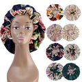 Wholesale Luxury Double-Layer Floral Solid Color Silk Satin Hair Bonnet Women's Daily Use Reversible Sleeping Cap for Party