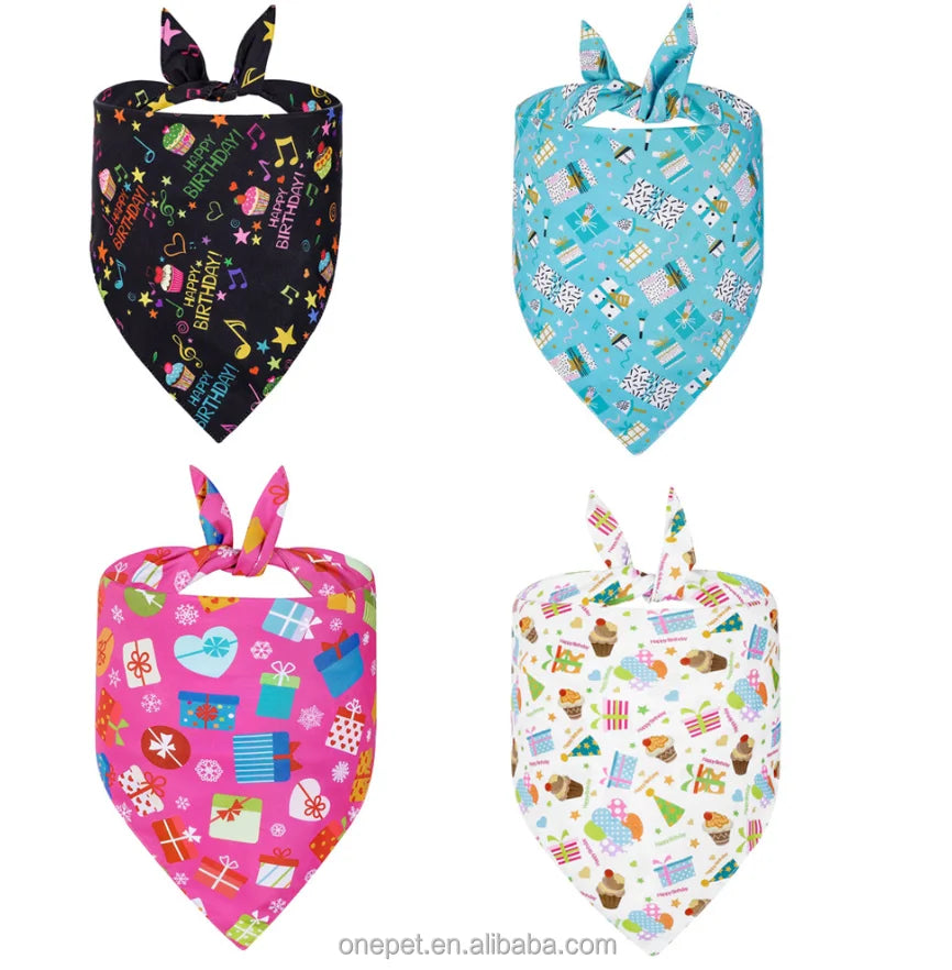 Medium to Large Dog Birthday Bandana Double-Sided Printed Pet Apparel Accessory for Party Decorations