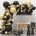 Cross-Border for Amazon Black Gold Latex Ball Set for Birthday Wedding Proposal or Party Elegant Balloon Arch Decoration
