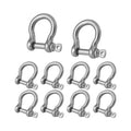 Heavy Duty 3/8 Inch Stainless Steel M10 Screw Shackle 10pcs Road Recovery Towing Bow Shackle Anchor Clevis Clevis Shackles