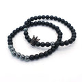 Wholesale Matte Agate Natural Stone Hematite Beaded Stretch Bracelet for Men CZ Pave Zircon Crown Charms for Gifts and Parties