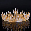Korean Full Sparkling Crystals Pearls Bridal Wedding Crown Headdress Girl Princess Crown Rhinestone Alloy Tiaras