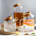 New Design Modern Glass Carafe With Corkwood Lid Water Pitcher Borosilicate Glass Water Jug Carafe