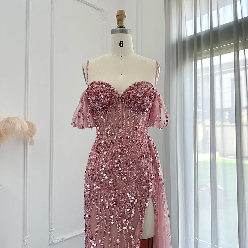 Jancember LSCZ131 Shining Spaghetti Strap Sweetheart Sequins  Floor-length Gowns for Women Evening Dresses