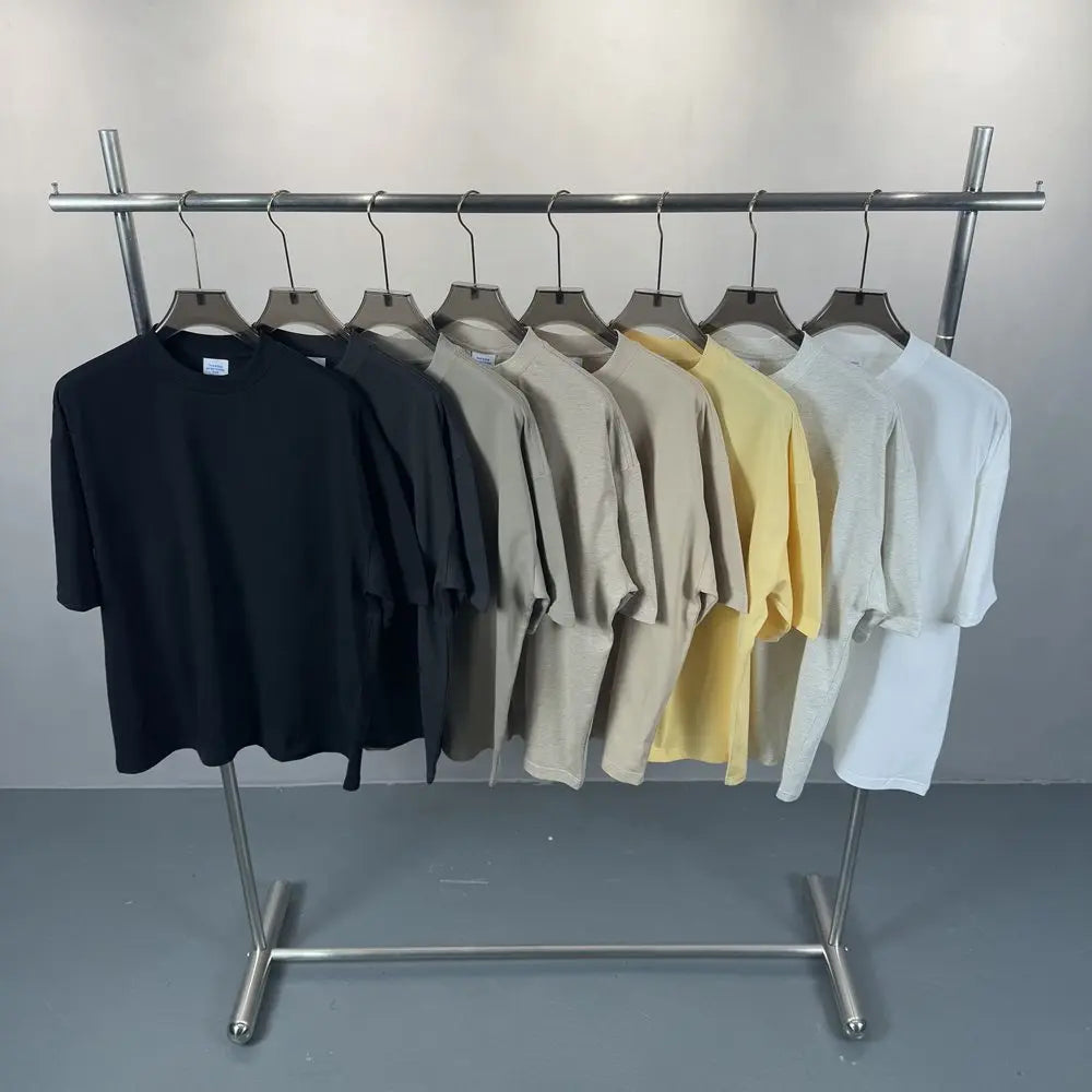 Wholesale High Street Oversized 230g Thickened Double Oversize Loose Short Sleeve Basic Version T Shirt