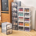 Custom Organizer Stacked Shoe Boxes Organizers PP Plastic Transparent Clear Sneakers Shoe Containers Storage Box