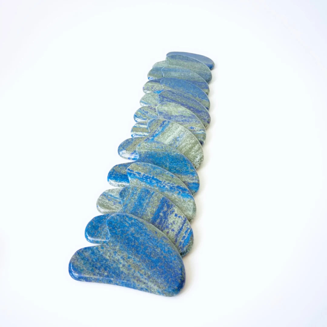 HY Handmade healing stones lapis luzil guasha board heart shape body massage