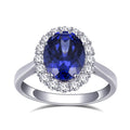 Custom Jewelry MSR-899 18K Gold Oval Cut Lab Grown Sapphire Engagement Ring