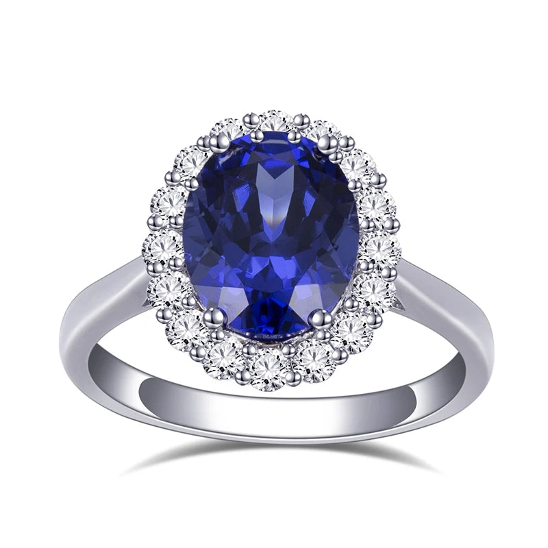 Custom Jewelry MSR-899 18K Gold Oval Cut Lab Grown Sapphire Engagement Ring