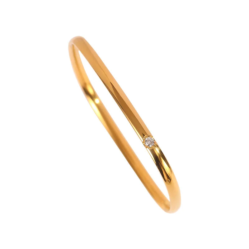 DAIHE Non Tarnish Stainless Steel Gold Plated Inlaid Zircon Jewelry Bangle Bracelet