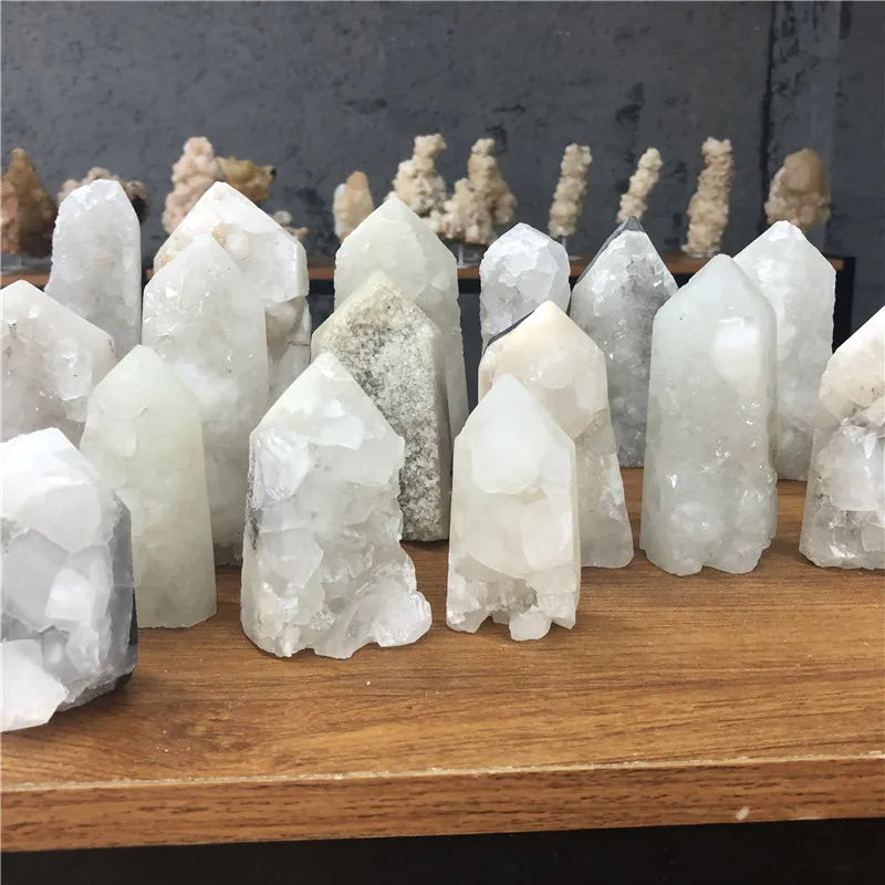 Clear Zeolite Quartz Geode Crystal Cluster Natural Wand Feng Shui Point Love Crystal Image Art Collectible Eco-friendly Fashion