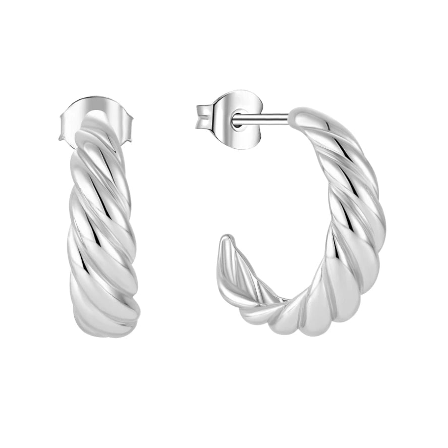 YILUN 925 Sterling Silver Modern Minimalist Design Twisted Hoop Earrings for Women for Wedding Party Gift