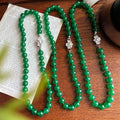 Vintage Full Diamond S925 Silver 18K Gold Plated Flowers Clasp Natural Green Chrysoprase Beaded Necklace Jewellery Factory