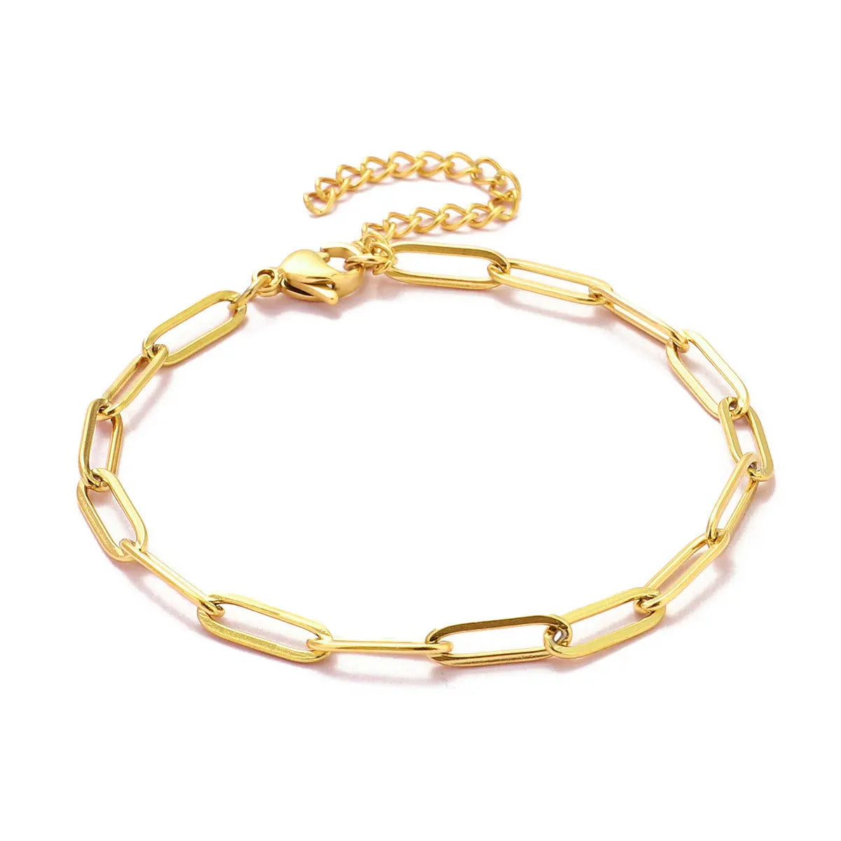 Hot Selling 18K Gold Plated PVD Stainless Steel Paper Clip Chain & Link Bracelets for DIY Jewelry Making
