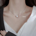 Trendy S925 Sterling Silver Pearl Necklace with Box Chain Mother-of-pearl Pearl Pendant Necklace