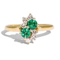 Gemnel 925 Sterling Silver 18k Gold Diamond Emerald Marquise Half Eternity Band Rings