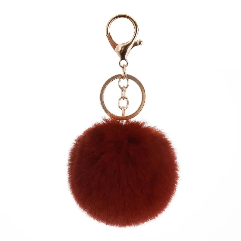 Brown Fur Ball Keychains Pompom Bulk Furball Puffballs Key Chains