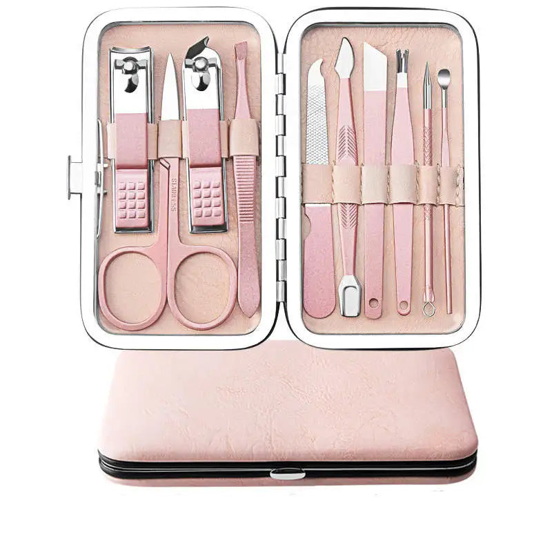 Classic Pink Portable Hand Care 12pcs Manicure & Pedicure Set Girls Nail Clippers Kit