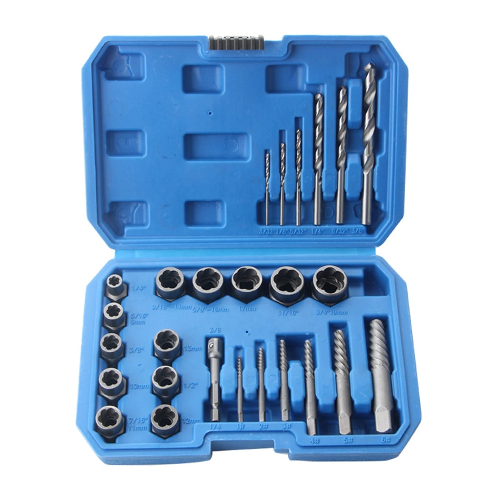26-Piece Bolt Extractor Set Spiral Screw Extractor Set and Drill Bits Extraction Socket Set