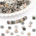 50pcs/Bag 4/6/8/10mm Gold/Silver/Black Crystal Rhinestone Metal Rondelle Spacer Beads Jewelry Findings Components for Jewelry