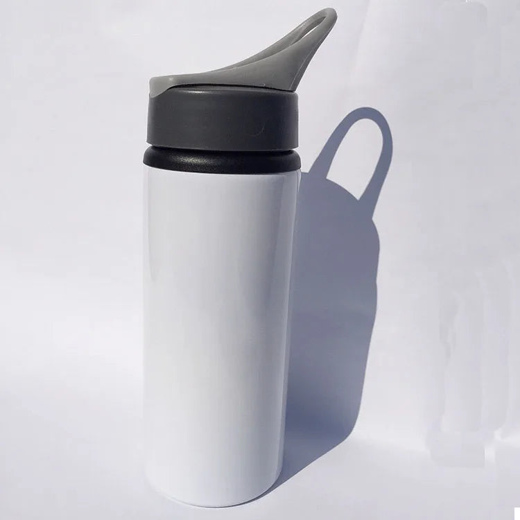 Wholesale Custom 600ml Aluminum White Sublimation Blank Water Bottle with Straw Lid