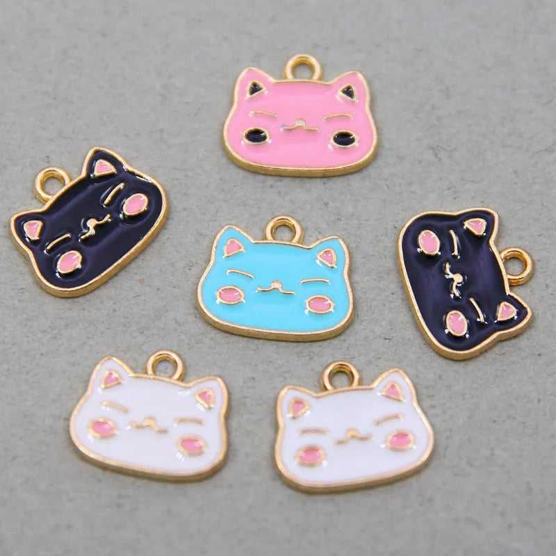 AA01342 4x17mm Cat Head Charms for Jewelry Making