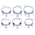 YL Alloy Beaded Bracelet Large Hole Rhinestones Crystal Glass Beads Snake Chain Romantic Summer Gift for Women Featuring Crown