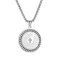 Trendy Micro Pave Zircon Round Medal Cross Pendant Necklace Luxury Gold Silver Color Religious Stainless Steel Necklace