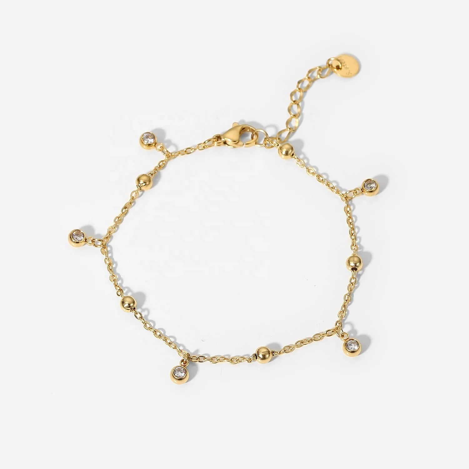 Dainty 5 Small Zircon Tassel Bracelets for Women Fashion Jewelry with 14K Gold Chain Cubic Zirconia Gold Plated for Teen Girls