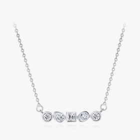 Ailmay 925 Sterling Silver Irregular Geometric Combination Pendant Necklace for Women Dazzling Clear CZ Fine Fashion Jewelry