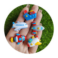 100Pcs/Lot Mixed Cartoon Mini Transportation Tools Plane Rocket Ocean Liner Flatback Resin Cabochon for Holiday Party Decoration