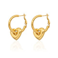 Chris April in Stock 316L Stainless Steel PVD Gold Plated Minimalist Heart Shape Drop Hoop Earring