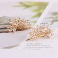 New Design Wholesale Beautiful Women Nice Cubic Brass Zircon 16k Gold Plated Flower Stud Earrings for Girls