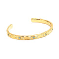 Milskye Trend 18k Gold Plated Aquamarine Cubic Zirconia Crystal starburst Cuff Bangle