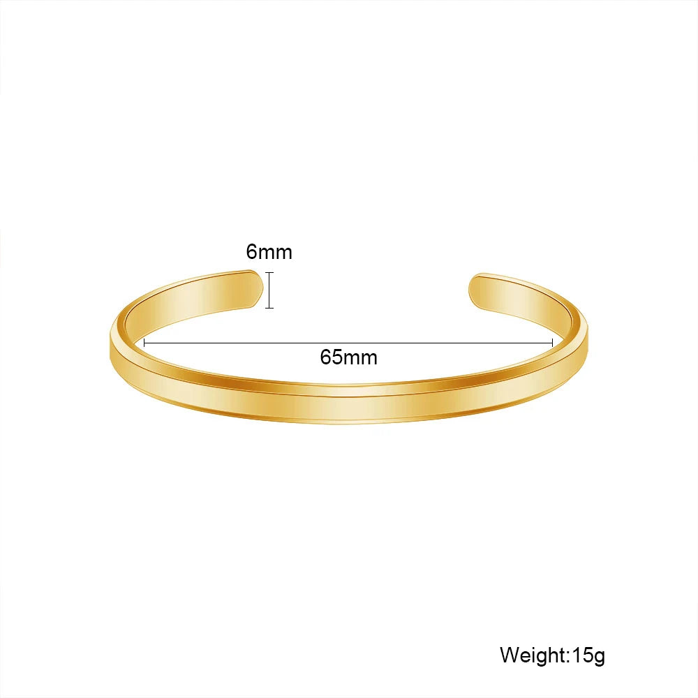 Fashion Classic Minimalist Cuff Jewelry C-Shape Stainless Steel Bangles Jewelry Women Initial Bracelets