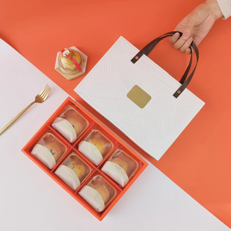 2022 New Design Printed Premium Mid-autumn Moon Cake Box 6 Cakes Egg-yolk Container Luxury Mooncake Box Moon Cake Box Ready