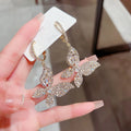 Spring Winter Exquisite Crystal Earrings Bling Rhinestone Hollow Out Butterfly Earrings Exaggerated Zircon Hoop Earrings