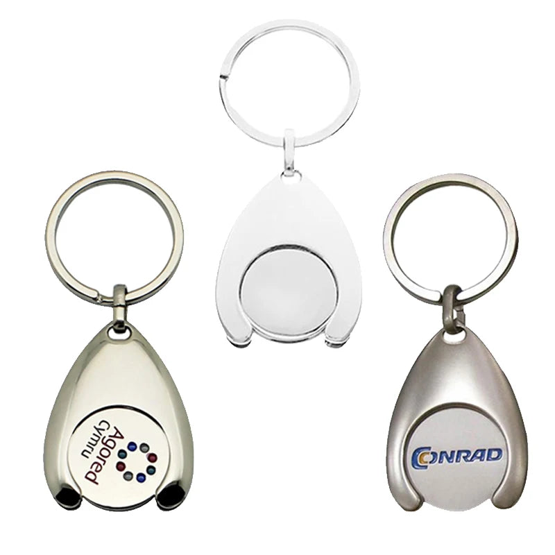 Promotion Coin Key Chain Holders Sublimation Custom Shopping Cart Trolley Token Coin Key Chain Keychain Coin Purse Keychain