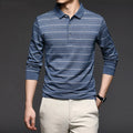 2023 New Top Grade Fashion Brand Men Plain Polo Shirts for Men Striped Casual Designer Long Sleeve Tops Men's Clothing