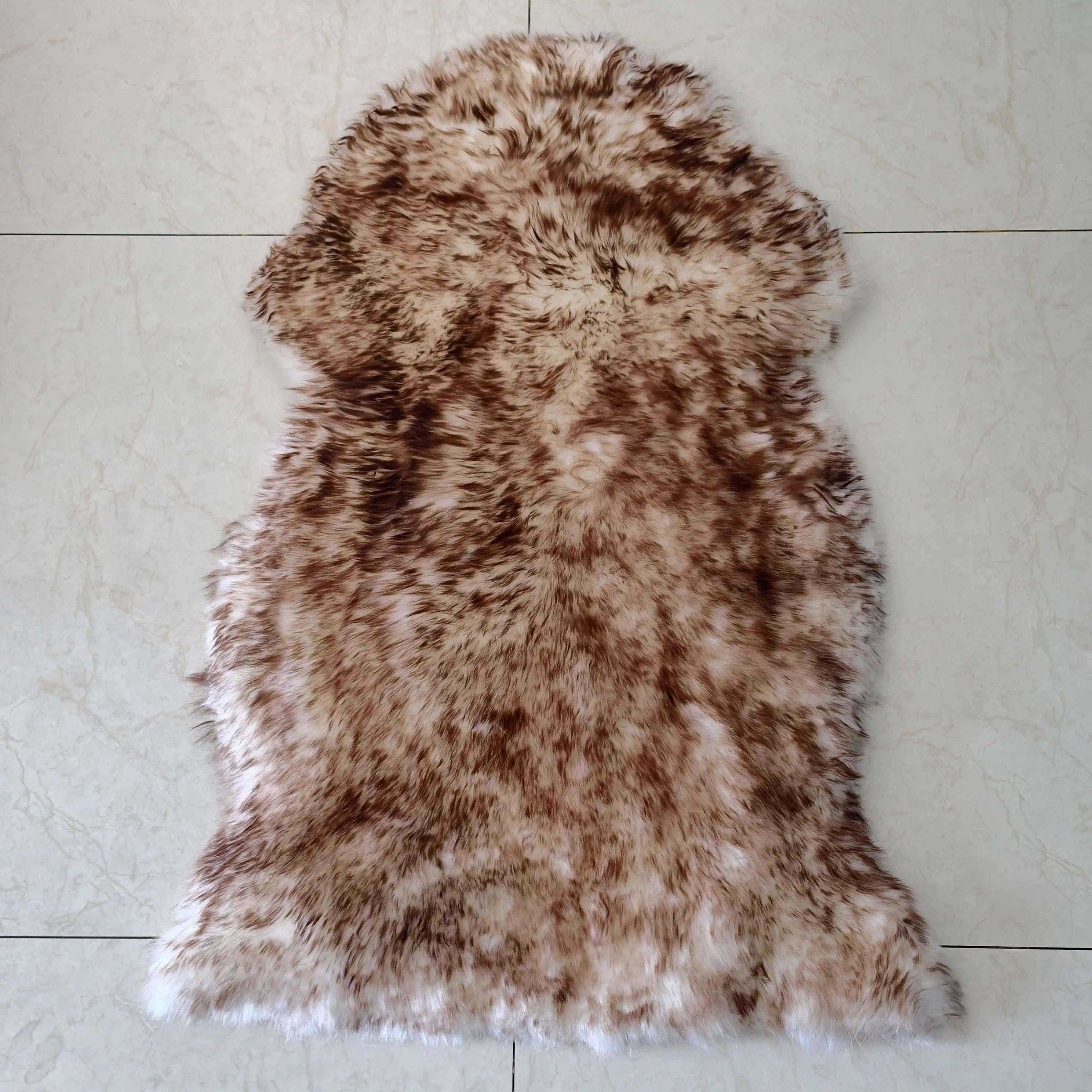 100 % Real Sheep Skin Fur Rug Genuine Sheepskin Fur Carpet with Colorful Tips Eco-friendly Natural Long Fur Cushion