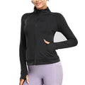 Womens Activewear Slim Fit Sports Running Top Fitness Clothes Elastic Long Sleeve Slim Zipper Elastic Fitness Yoga Jacket