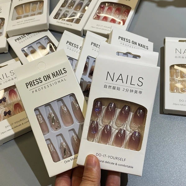 False Nails Press on Nails Finger Nail Art Accessories Set New Arrived Luxury Short Custom Acrylic Designed Reusable 24 Pcs
