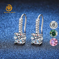 Sterling Silver Moissanite Hook Earrings Angel Tears 1 Carat D Color Lab Diamond Earrings High Jewelry Women's Gift