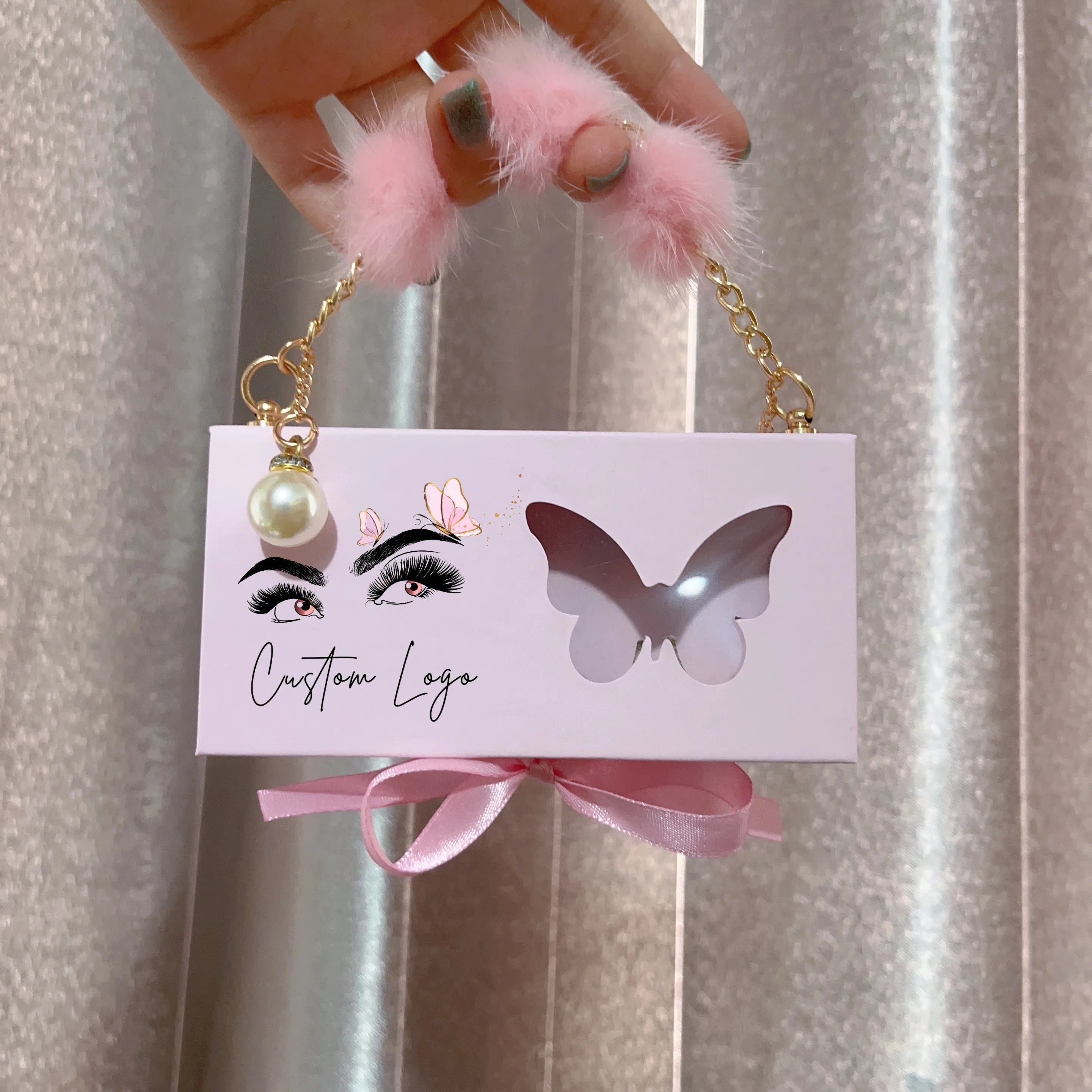 butterfly pink Eyelashes Packaging square Marble Gift Lash Boxes for Mink Eyelashes Natural False Lashes Private Labels