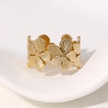 Beimai OEM Non-Fading 18K Gold Plated Flower Titanium Steel Ring Waterproof Stainless Steel Trendy Style