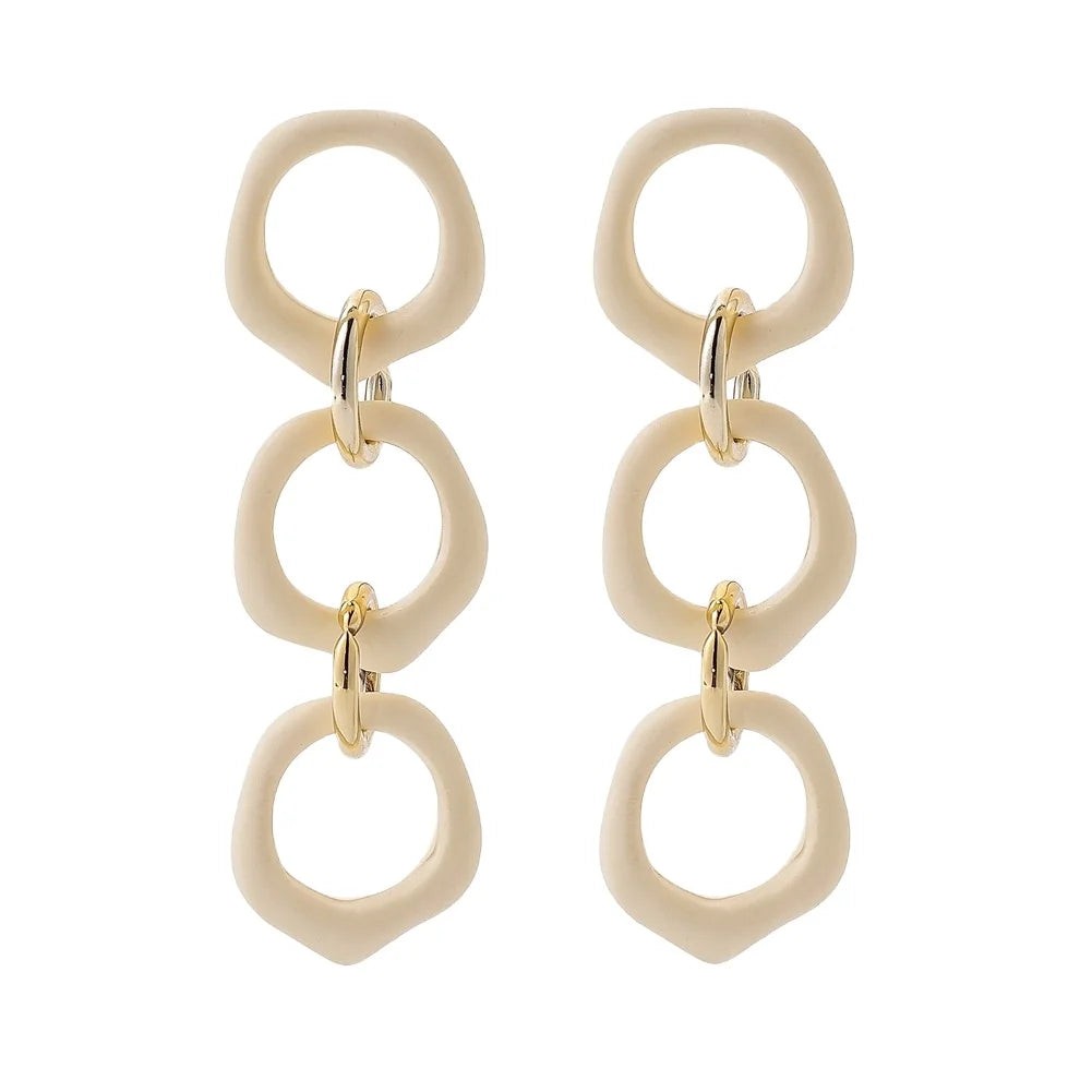 SY Alloy Geometric Round Resin Hoops Earrings New Fashion Drop Earrings