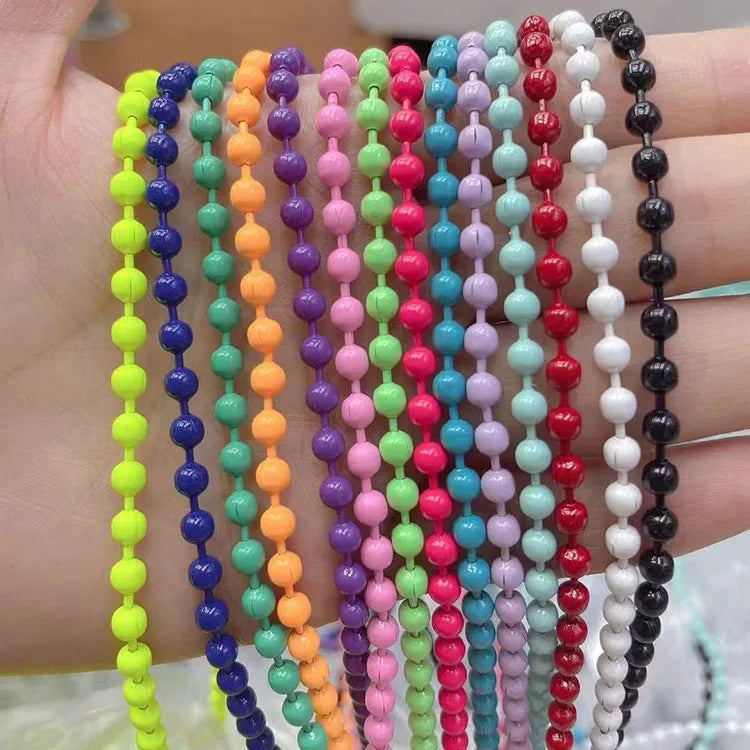 BCL1299 Popular Non Tarnish Jewelry Findings  Multicolor Rainbow Enamel Ball Bead Chain for Necklace Jewelry Making