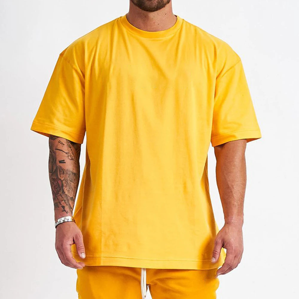High Quality 100% Cotton Heavy Weight 240gsm Oversized T-Shirt for Men Custom Logo Plain Solid Color Unisex Pro Club T-Shirts