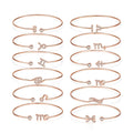 Abiding Jewelry Factory Price Wholesale 925 Sterling Silver Moissanite Diamond Gold Plated Adjustable 12 Zodiac Bracelet Bangle
