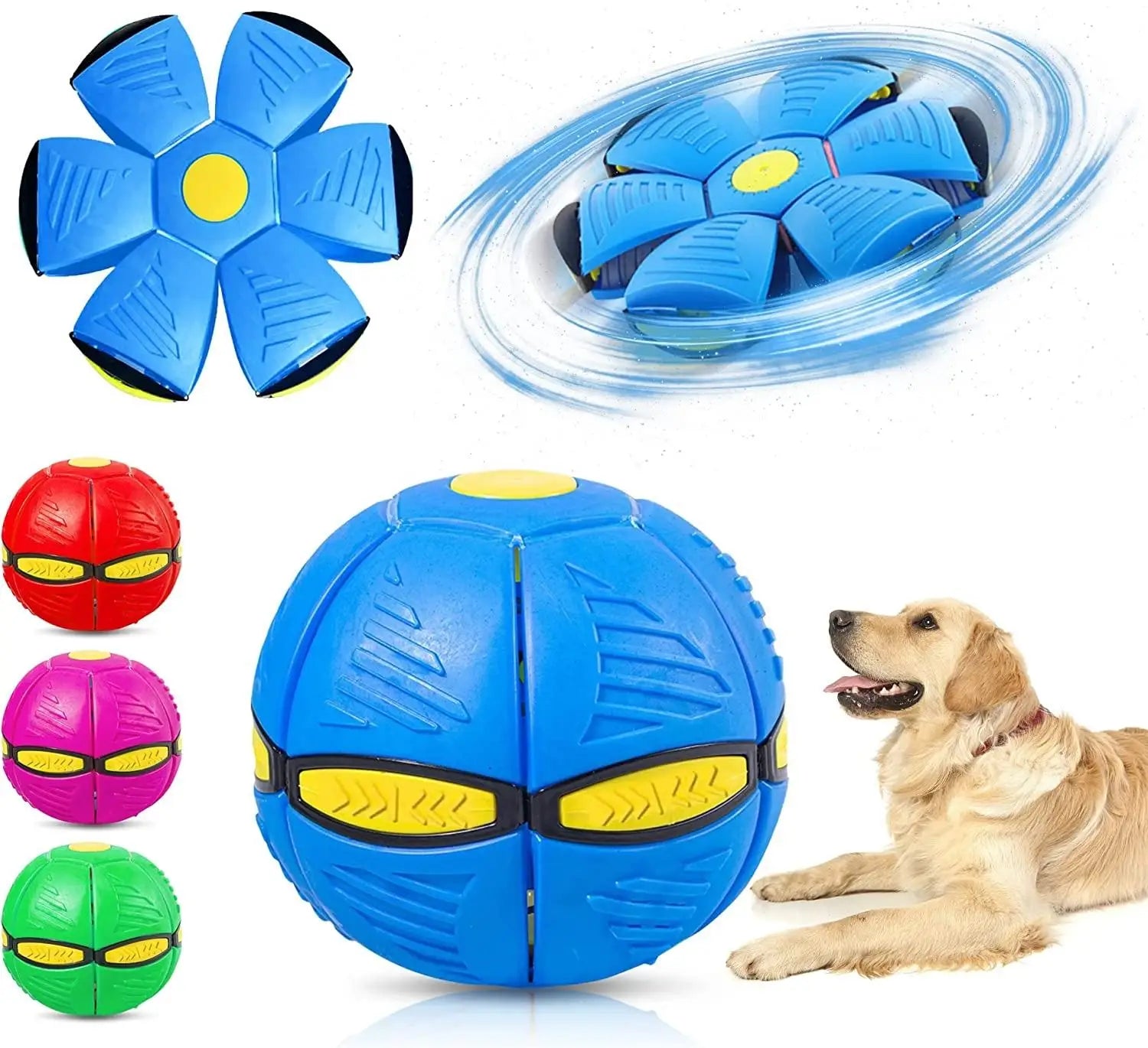 Portable UFO Bouncing Decompression Creative Magic Light Flying Saucer Ball Toy for Pet Dogs